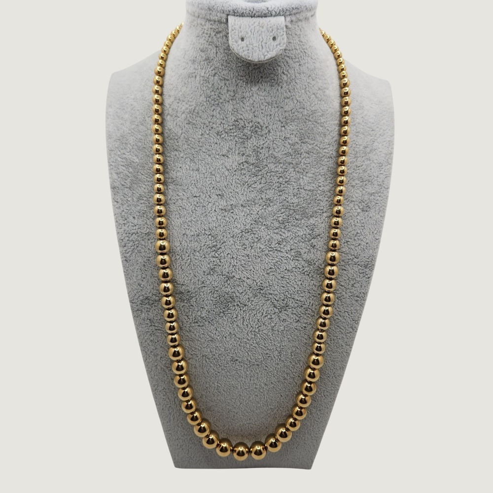 Vintage Napier Gold Beaded Necklace Graduated Ball Strand 80s Power Dressing